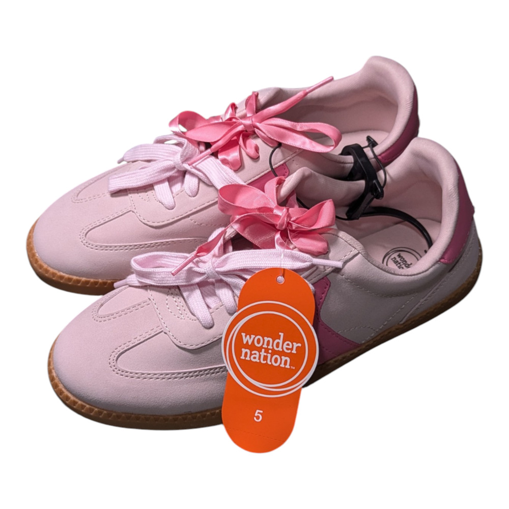 Wonder Nation Soccer Style Girls Shoes Satin Laces Pink Size 5 NWT
